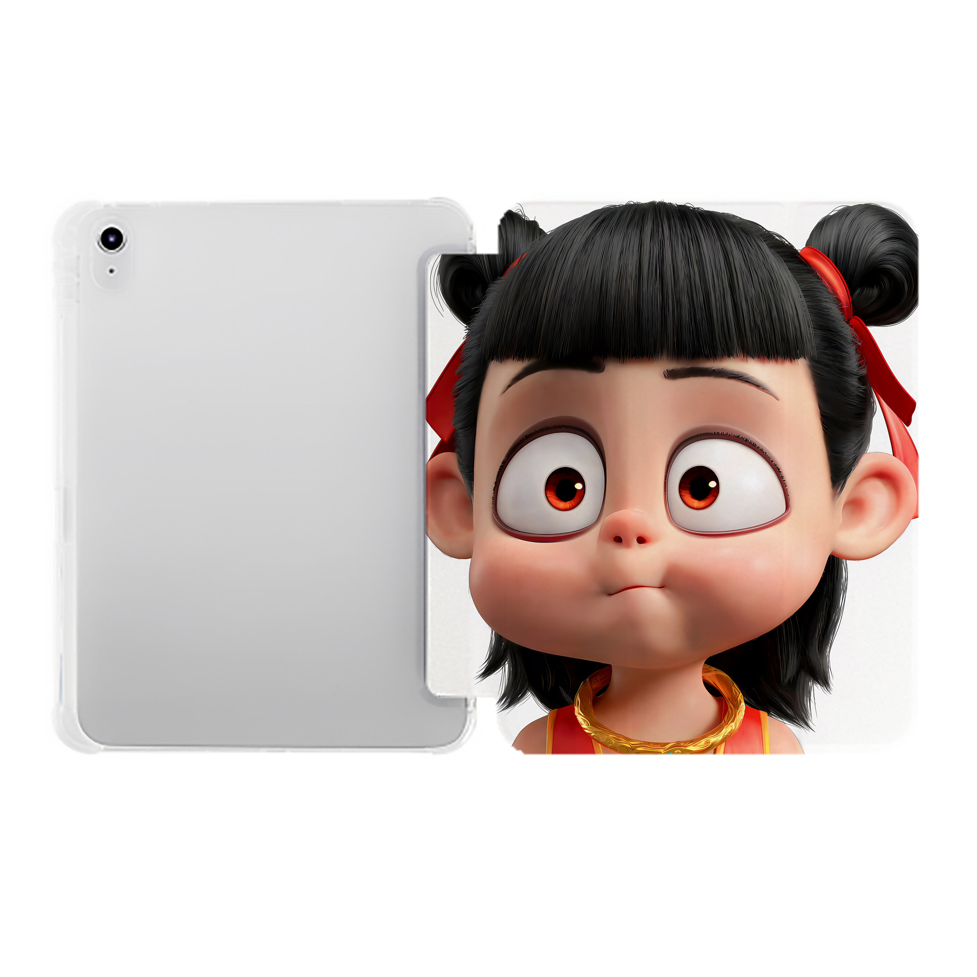 （画像用） Ne Zha 2 ナタ 魔童の大暴れ IPad ケース ペン収納付き 三つ折りスタンド PUレザー×シリコン 対応機種9.5/10.5/10.9インチ